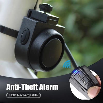 Bežični alarm za bicikl, protuprovalni alarm za bicikl, 115 dB, zvono za alarm za bicikl s aktivacijom glasnih vibracija i daljinskom sirenom, USB punjivo
