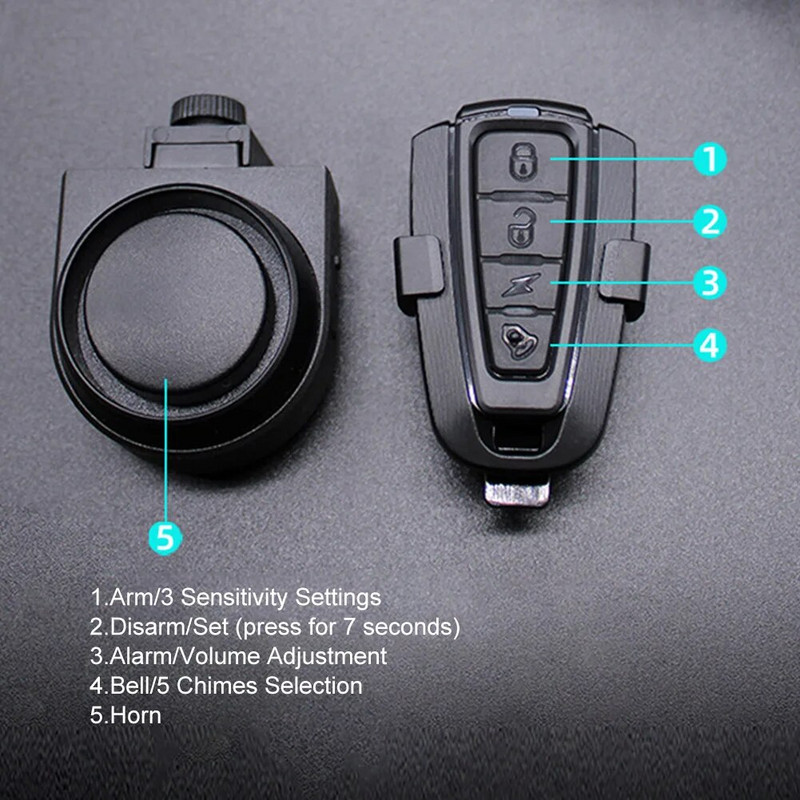 Juhtmeta rattaalarm vargusvastane sissemurdmisvastane alarm 115 dB valju vibratsiooniga aktiveeritav jalgratta häirekell koos kaugsarvega USB laetav