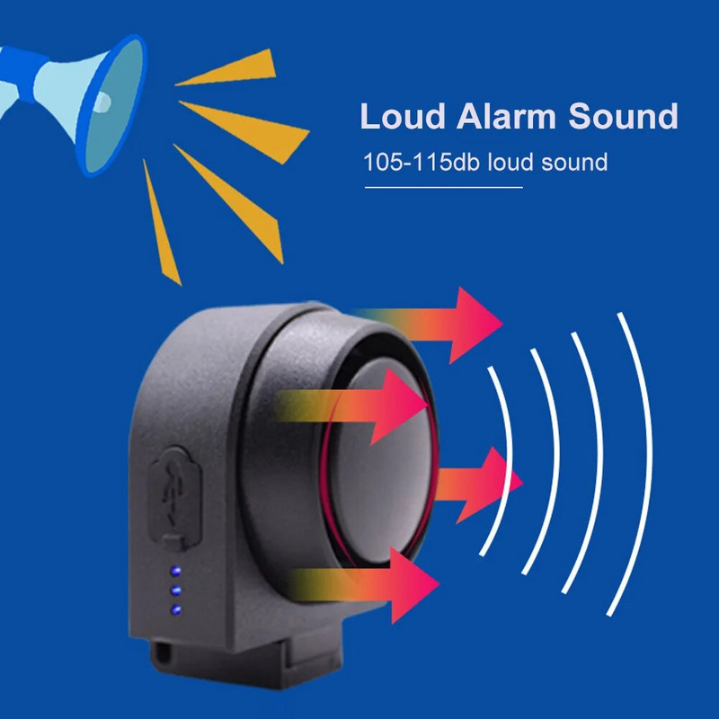 Juhtmeta rattaalarm vargusvastane sissemurdmisvastane alarm 115 dB valju vibratsiooniga aktiveeritav jalgratta häirekell koos kaugsarvega USB laetav