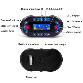 Мотоциклетно аудио Безжичен Bluetooth високоговорител с дисплей DC12V 30W Поддръжка на Bluetooth Hands-free TF карта FM радио Зареждане на телефона