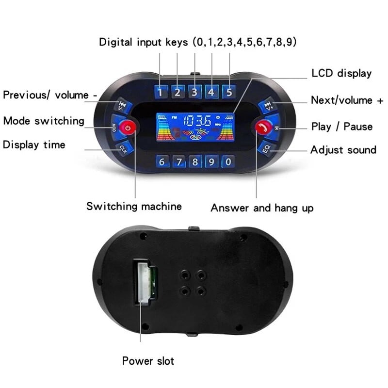 Motorkerékpár audio vezeték nélküli Bluetooth hangszóró kijelzővel DC12V 30W támogatás Bluetooth kihangosító TF kártya FM rádió telefon töltés