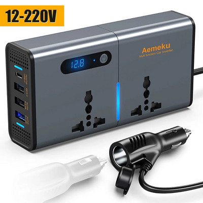 110 V autoinverter DC 12 V kuni AC 110 V 220 V 200 W muundur C-tüüpi automaatne toiteadapter USB kiirlaadimisjaama trafo tarvik