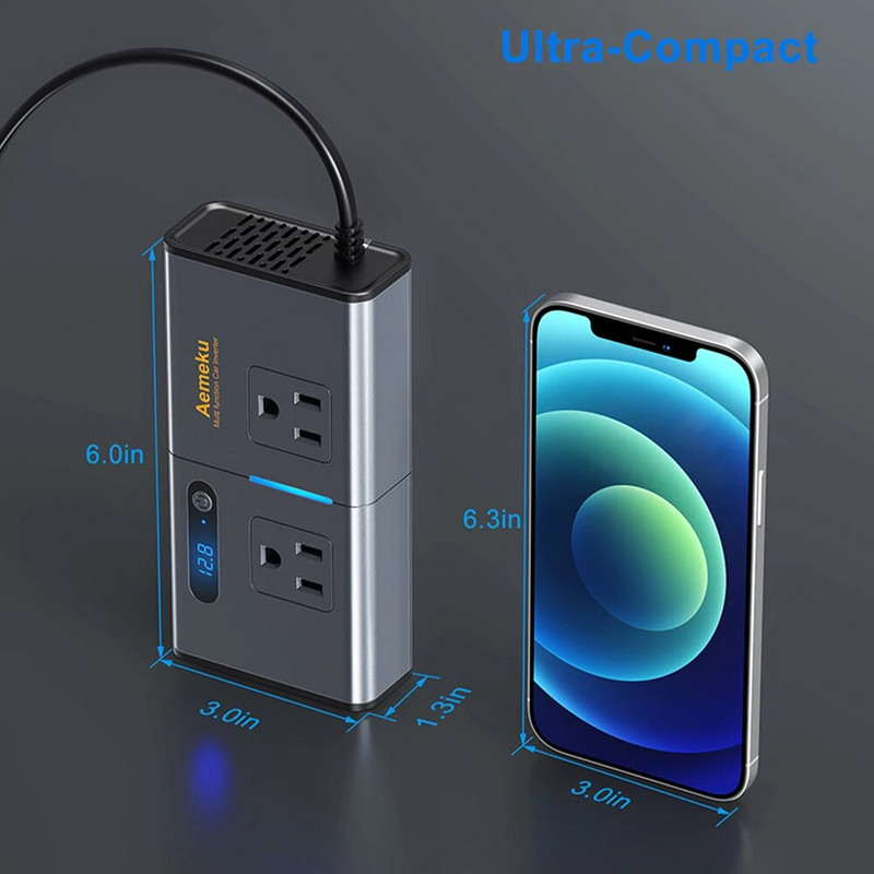 110 V autós inverter DC 12 V AC 110 V 220 V 200 W konverter Automatikus tápadapter TypeC USB gyorstöltő állomás transzformátor tartozék