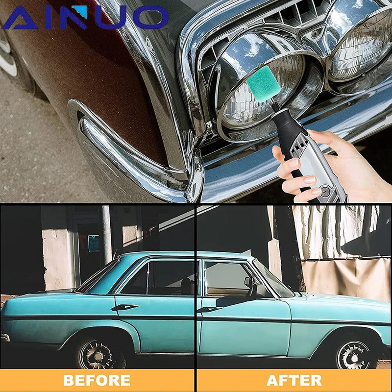 22Gb pulēšanas vaskošanas pulēšanas sūkļa spilventiņu komplekts automašīnas riteņu rumbas pulēšanas kāta vaskošanas putu pulētājs