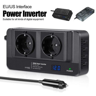 Invertor universal pentru mașină DC 12V la AC 220V 150W Convertor automat tip C USB Încărcător de încărcare rapidă Priză UE Adaptor de alimentare cu invertor