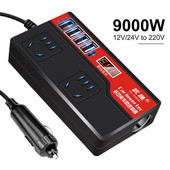 Auto toitemuundur DC 12V/24V kuni AC 220V Automaatne toitemuundur 2000W 4 USB-pordiga Pistikupesa Digitaalne ekraan Auto toiteadapterid