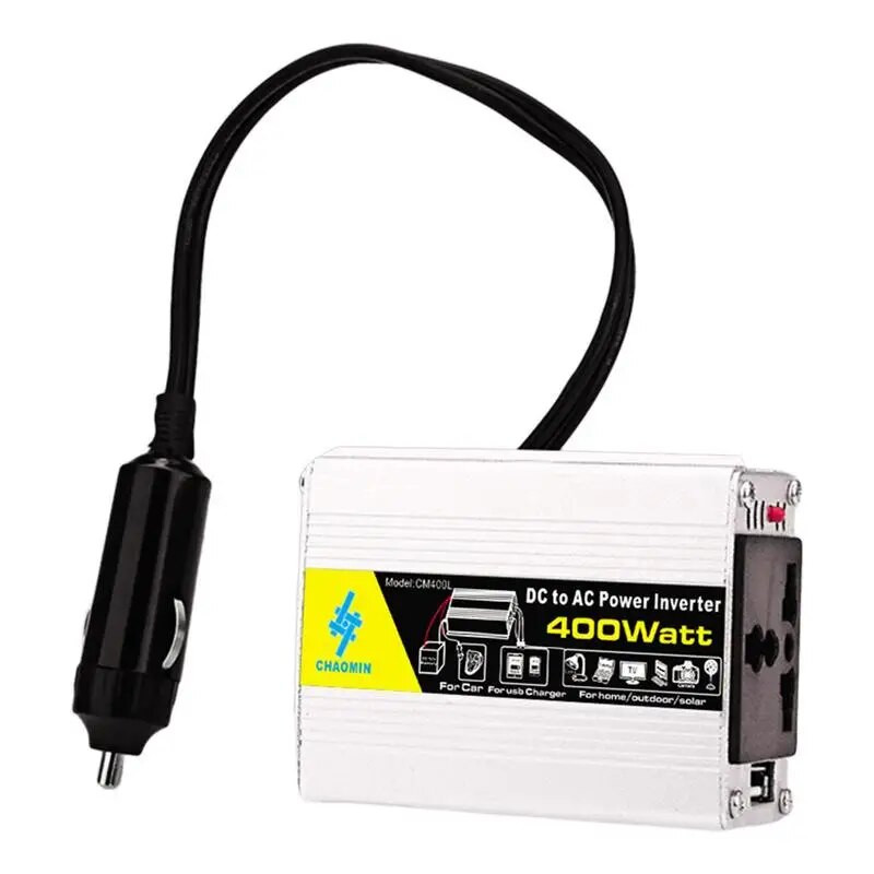 Invertora 12V 220V modificēts sinusoidālo viļņu barošanas avots 400W, automašīnas cigarešu šķiltavas 12V līdz 220V invertors, automašīnas pārveidotājs ar 12 līdz 220