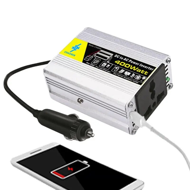 Invertora 12V 220V modificēts sinusoidālo viļņu barošanas avots 400W, automašīnas cigarešu šķiltavas 12V līdz 220V invertors, automašīnas pārveidotājs ar 12 līdz 220