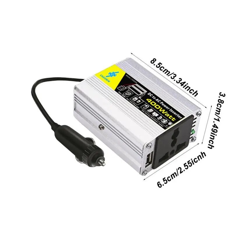 Invertora 12V 220V modificēts sinusoidālo viļņu barošanas avots 400W, automašīnas cigarešu šķiltavas 12V līdz 220V invertors, automašīnas pārveidotājs ar 12 līdz 220