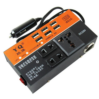 1500W DC 12V 24V до DC220V Автомобилен инвертор на захранване 6 USB порта Конвертор Адаптер Автоматично зарядно Превключвател с един бутон Многофункционален