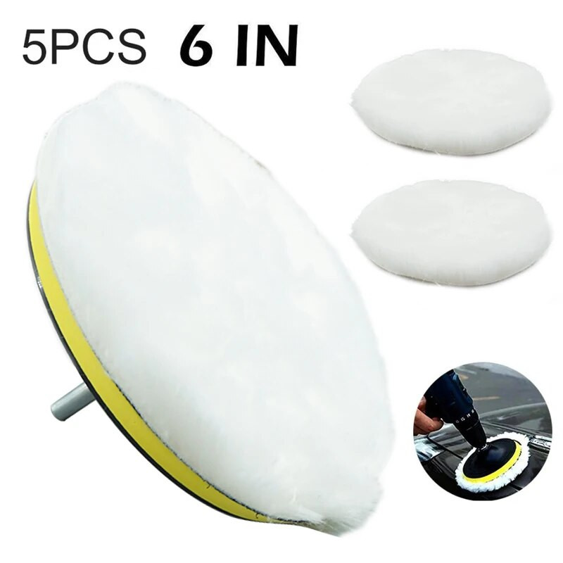 Νέο 5/6 τεμάχια 3/4/5/6/7 ιντσών Κιτ στίλβωσης Επιθέματα γυαλίσματος αυτοκινήτου Αποτρίχωση με κερί Δίσκος σφουγγάρι από μαλλί τροχό Auto Paint Care Στιλβωτικά Pads Αυτοκίνητο Gadget