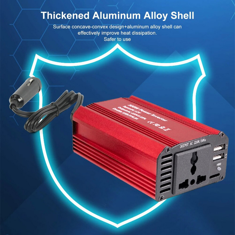 Auto puhas siinuslaine inverter 300 W auto inverter DC12V kuni 110V 220V vahelduvvoolu muundur Automaatne laadija muundur adapter kiirlaadimine