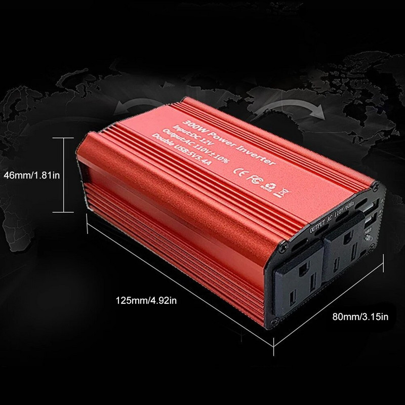 Auto puhas siinuslaine inverter 300 W auto inverter DC12V kuni 110V 220V vahelduvvoolu muundur Automaatne laadija muundur adapter kiirlaadimine