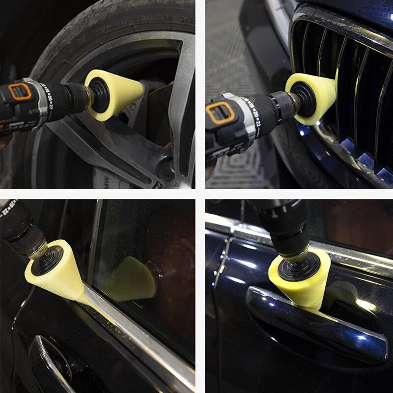 Αυτόματο σφουγγάρι στίλβωσης τροχού που χρησιμοποιείται για ηλεκτρικό τρυπάνι σετ κώνου στίλβωσης γυαλίσματος σφουγγαριού με σφουγγάρι αυτοκινήτου