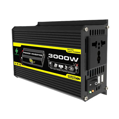 DC 12V σε AC 110/220V Έξυπνος μετατροπέας ισχύος Διπλός μετασχηματιστής τάσης αυτοκινήτου USB 3000W Ψηφιακός μετατροπέας ισχύος Ενσωματωμένη ασφάλεια