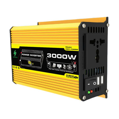DC 12V - AC 110/220V Intelligens Power Inverter Dual USB autós feszültségtranszformátor 3000W digitális teljesítmény inverter beépített biztosíték