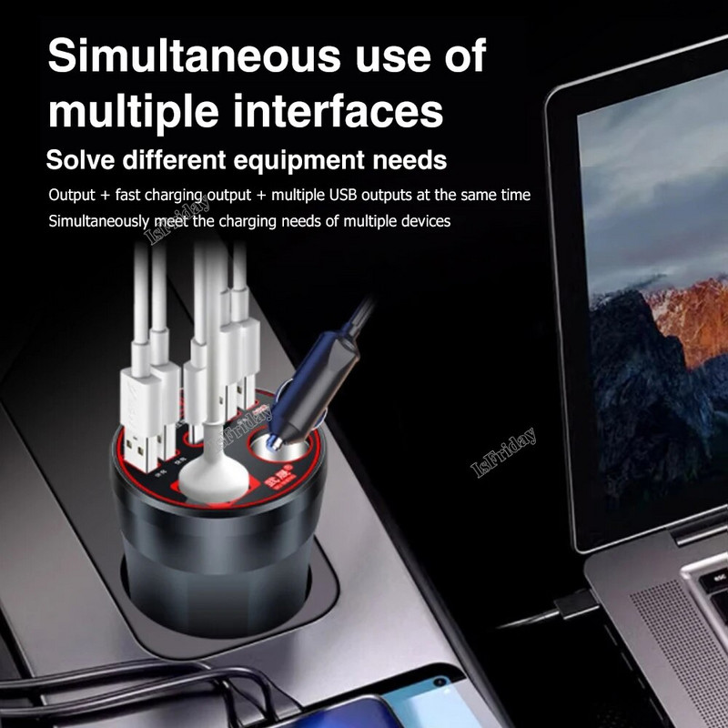 Automašīnas strāvas pārveidotājs 12V/24V līdz 220V pārveidotājs C tipa daudzfunkciju lādētāja ligzda 3,1A ātrā lādētāja automašīnas strāvas pārveidotājs