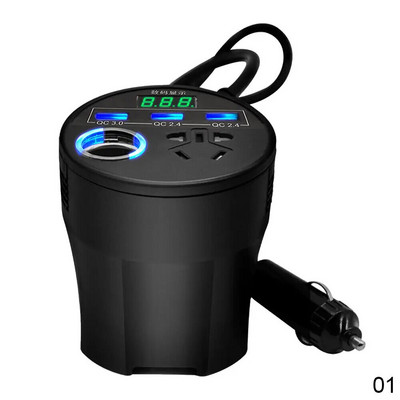 Inverter za automobil 24V 12v 220v 120W LED zaslon 3 USB priključka + upaljač QC3.0 invertor 12 v 220 v fonte automotiva