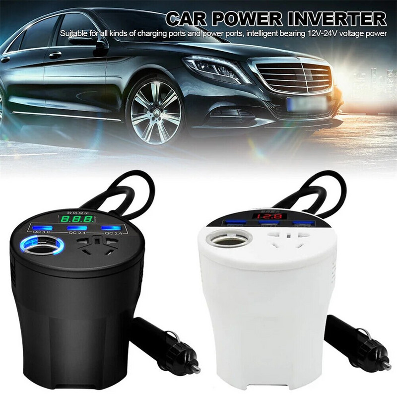 Inverter za automobil 24V 12v 220v 120W LED zaslon 3 USB priključka + upaljač QC3.0 invertor 12 v 220 v fonte automotiva