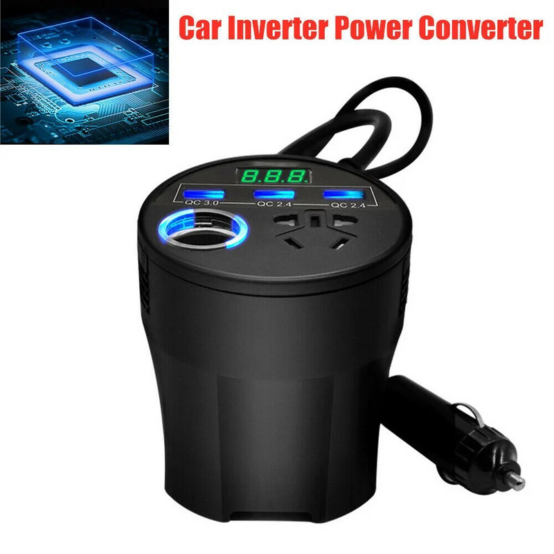 Inverter za automobil 24V 12v 220v 120W LED zaslon 3 USB priključka + upaljač QC3.0 invertor 12 v 220 v fonte automotiva