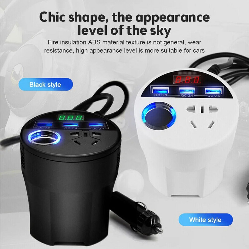 Inverter za automobil 24V 12v 220v 120W LED zaslon 3 USB priključka + upaljač QC3.0 invertor 12 v 220 v fonte automotiva