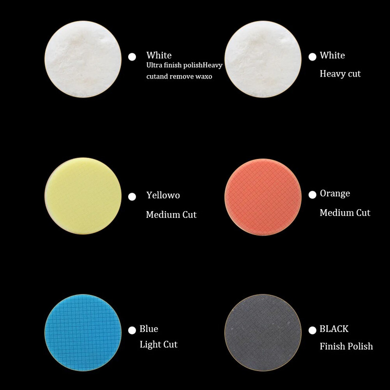 Σετ 7 Pack 6 ιντσών σφουγγάρι γυαλίσματος με μαξιλαράκια γυαλίσματος για πλάκα οπίσθιας πλάκας 150mm Στιλβωτή αυτοκινήτου Λεπτομέρειες Στίλβωσης Εργαλείο αποτρίχωσης
