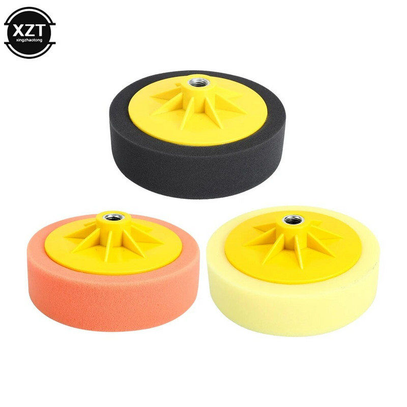 6 ιντσών/15 εκ. Σφουγγάρι Γυαλίσματος με κερί Επαναφορά χονδροειδούς μεσαίου και λεπτής βίδας δίσκου γυαλίσματος τροχός σφουγγαριού επισκευής καθρέφτη αυτοκινήτου ομορφιάς M14