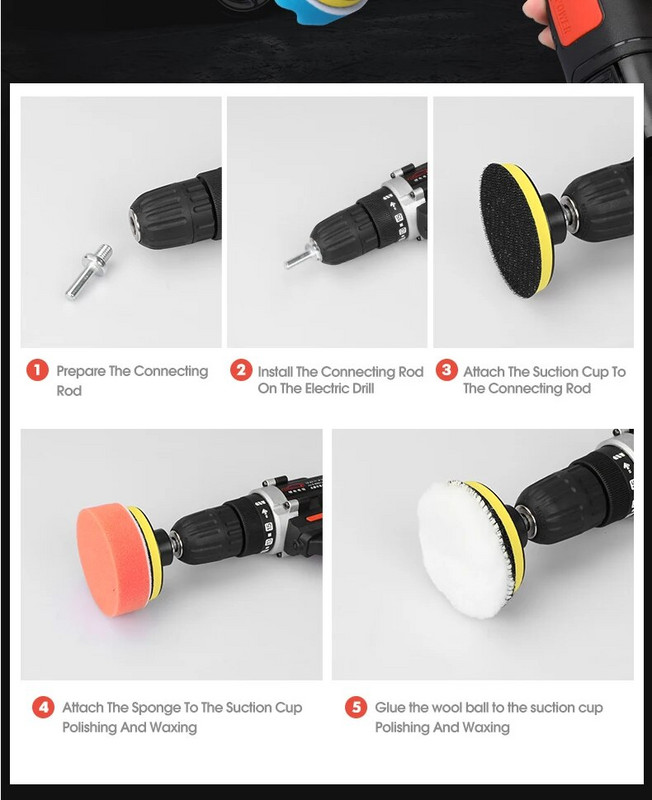 11 τεμάχια/Σετ Αφρώδες Δίσκος Γυαλίσματος Αυτοκινήτου Spta Esmalte Wool Γυάλισμα Μαξιλαριού Τρυπανιού Αντάπτορας Γυαλίσματος Αυτοκινήτων Αξεσουάρ Auto Care