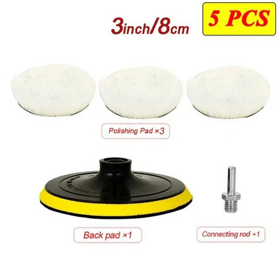 3/4/5 collu pulēšanas komplekts Pulēšanas spilventiņš Automašīnu vaskošanas sūklis disks Vilnas riteņu Auto Paint Care Pulēšanas spilventiņi Auto sīkrīks