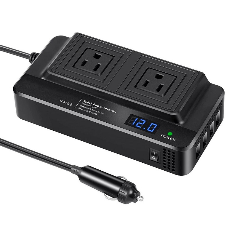 Μετατροπέας αυτοκινήτου DC 12V σε AC 220V 200W Αυτόματος μετατροπέας Type-C Φορτιστής γρήγορης φόρτισης USB Πρίζα ΕΕ Μετατροπέας ρεύματος αυτοκινήτου