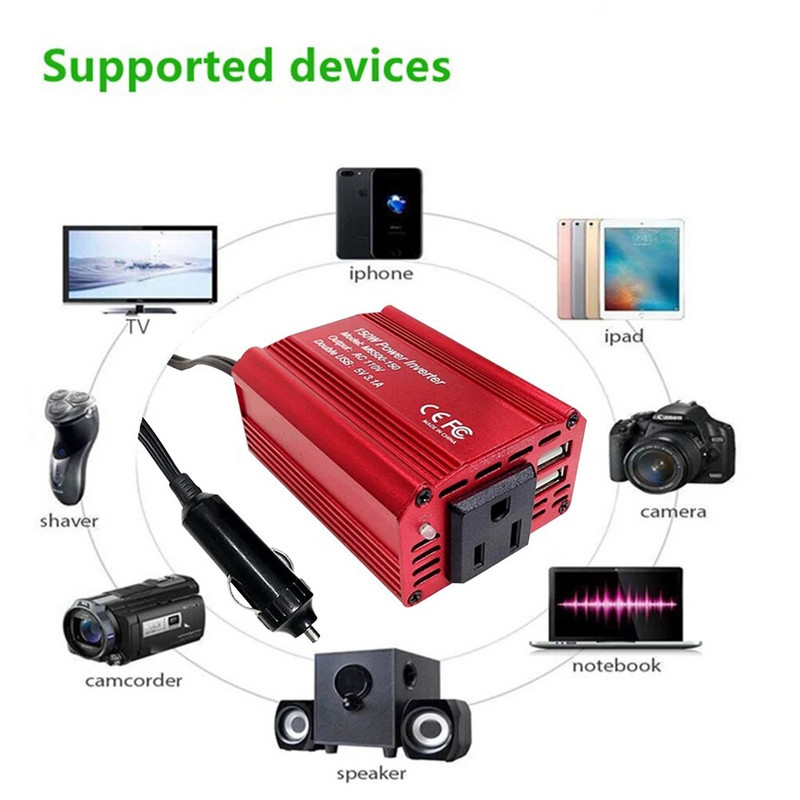 Tīra sinusoidālā viļņa invertors DC 12V līdz maiņstrāva 110/220V 300W pārnēsājams automašīnas strāvas pārveidotājs lādētājs pārveidotājs adapteris Universāla ES ligzda