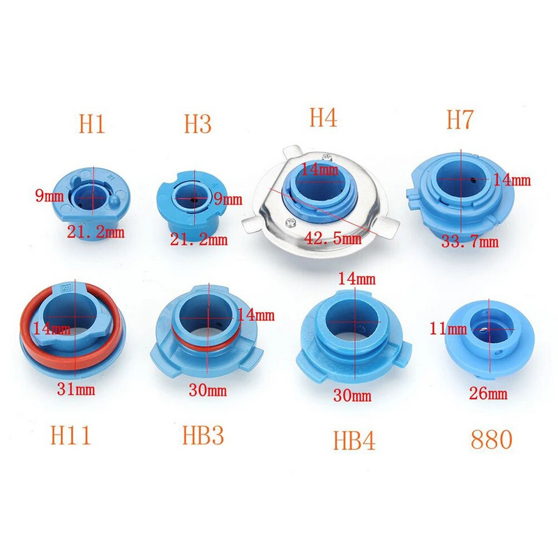 2vnt Automobilio LED priekinių žibintų lemputės lemputės pagrindo adapterio lizdo laikiklio laikiklis 880 / 9006-HB4 / 9005-HB3 / H11 / H7 / H4-HB2 / H3 / H1