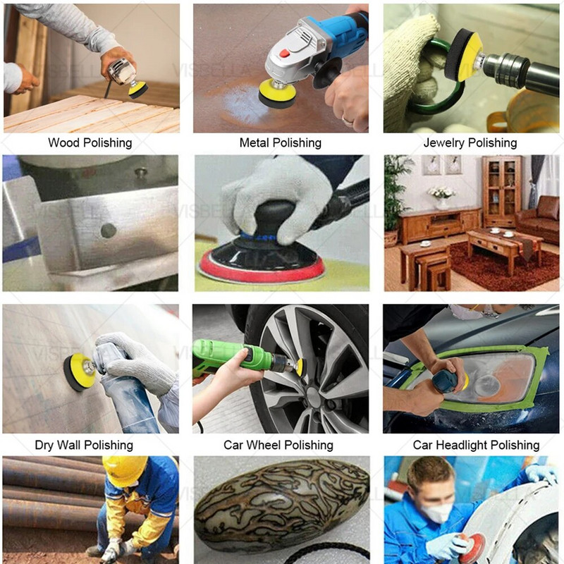 8 skylių 125 mm šlifavimo disko kabliuko kilpos švitrinio popieriaus trinkelės metalo medienos poliravimo rinkiniui 800/1200/1500/2000/3000/5000 #