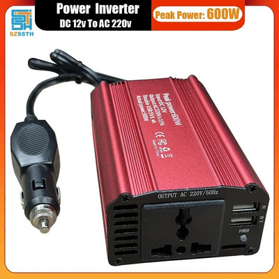 Invertor 12v 50hz 600W Convertor portabil de uz casnic montat pe vehicul DC 12v la AC 220V priză universală cu USB 5,4A