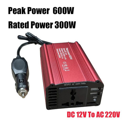 Μετατροπέας 12v 50hz 600W Φορητός οικιακός μετατροπέας DC 12v σε AC 220V με 5.4A USB