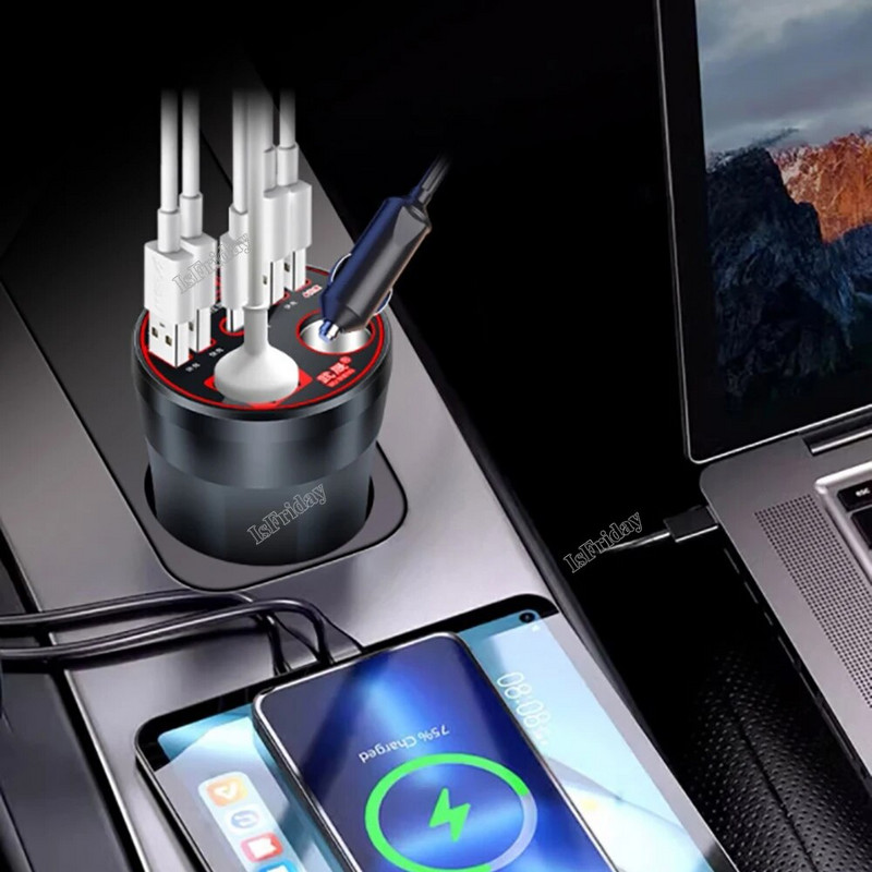 Automašīnas strāvas pārveidotājs 12V/24V līdz 220V pārveidotājs C tipa daudzfunkciju lādētāja ligzda 3,1A ātrā lādētāja automašīnas strāvas pārveidotājs