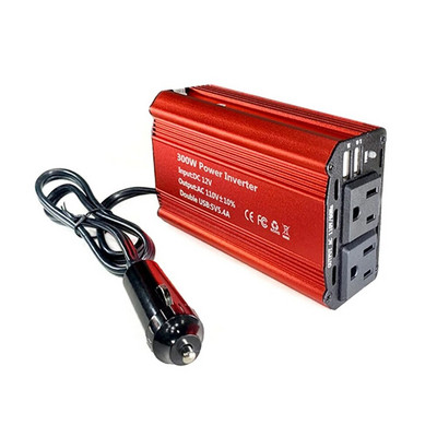 ES/ASV automašīnas strāvas pārveidotājs DC12V uz maiņstrāvu 110V/220V 300W Dual USB barošanas pārveidošanas adapteris, modificēts sinusoidālais vilnis 3A ātra uzlāde