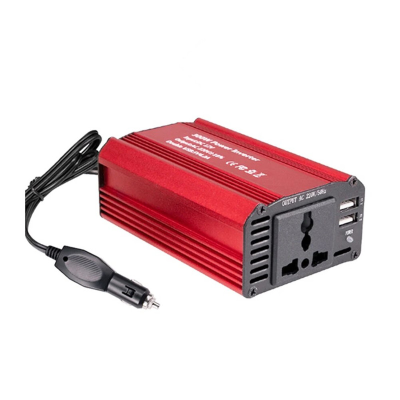 ES/ASV automašīnas strāvas pārveidotājs DC12V uz maiņstrāvu 110V/220V 300W Dual USB barošanas pārveidošanas adapteris, modificēts sinusoidālais vilnis 3A ātra uzlāde