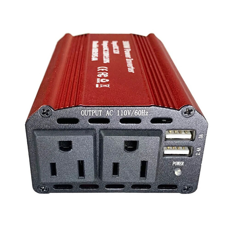 ES/ASV automašīnas strāvas pārveidotājs DC12V uz maiņstrāvu 110V/220V 300W Dual USB barošanas pārveidošanas adapteris, modificēts sinusoidālais vilnis 3A ātra uzlāde