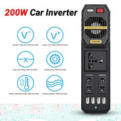 Invertor auto Adaptor DC 12V la AC 220V Priză încărcător 200W Convertor de putere automată USB Telefon mobil Încărcare rapidă Invertor pentru vehicul