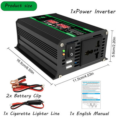 4000W Μετατροπέας αυτοκινήτου 12V σε 220V/110V Έξυπνος μετατροπέας οχήματος LCD Οθόνη Sine Inverter Transformer Τροφοδοτικό έξυπνου αυτοκινήτου διπλού USB