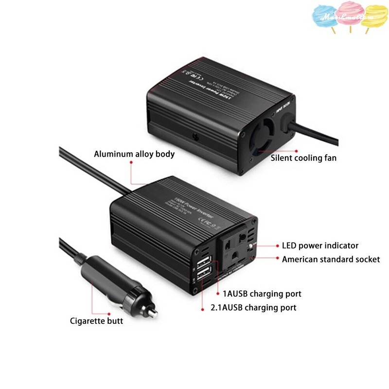 Tīra sinusoidālā viļņa invertors DC 12V līdz maiņstrāva 110/220V 300W pārnēsājams automašīnas strāvas pārveidotājs lādētājs pārveidotājs adapteris Universāla ES ligzda