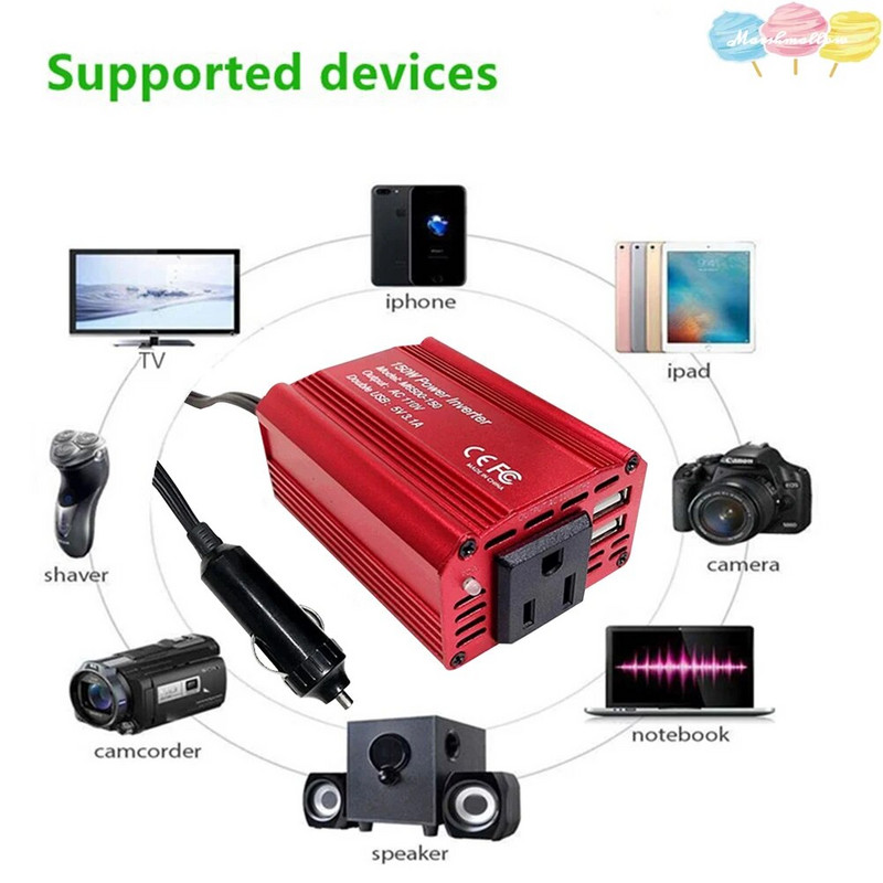 Tīra sinusoidālā viļņa invertors DC 12V līdz maiņstrāva 110/220V 300W pārnēsājams automašīnas strāvas pārveidotājs lādētājs pārveidotājs adapteris Universāla ES ligzda