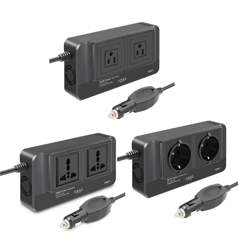 Μετατροπέας ισχύος DC12V σε υποδοχή AC220V Μετατροπέας αυτοκινήτου USB Θύρα φόρτισης τηλεφώνου Φορτιστές μετατροπέα Τροποποιημένος αντάπτορας 200W