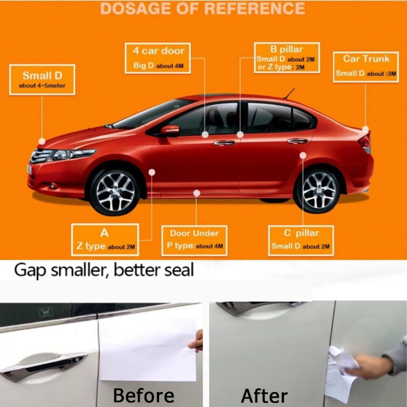 PZD formas tips 2 metri Auto durvju blīvējuma sloksne EPDM gumijas trokšņa izolācijas blīvējuma sloksne durvju izolācijas lente