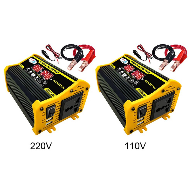 Transporto priemonės maitinimo keitiklis, nešiojamas automobilio keitiklis, LED ekranas, dvigubas USB įkroviklio keitiklis, lengvi automobilių priedai