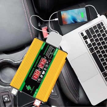 Интелигентен захранващ инверторен LED дисплей за напрежение 12V до 220V/110V Автомобилен инверторен LCD дисплей Трансформатор на напрежението за кола за каравана