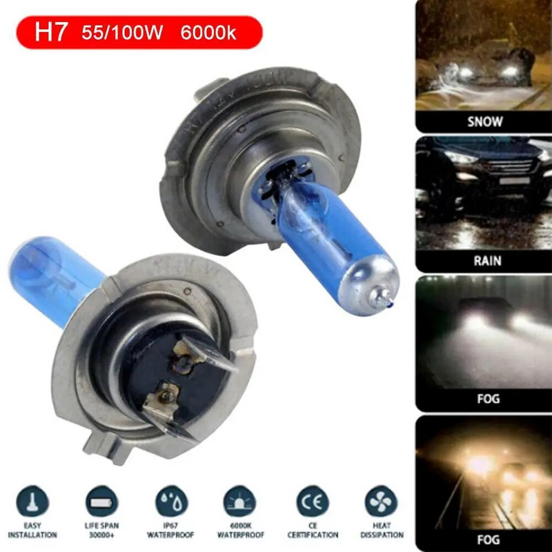 1/2tk Lambi valgusefektiga varjatud 12v pirniga autovalgustid H7 LED 100W 6000K Xenon Hid ülivalge efektiga välimusega esitulede laterna valgus