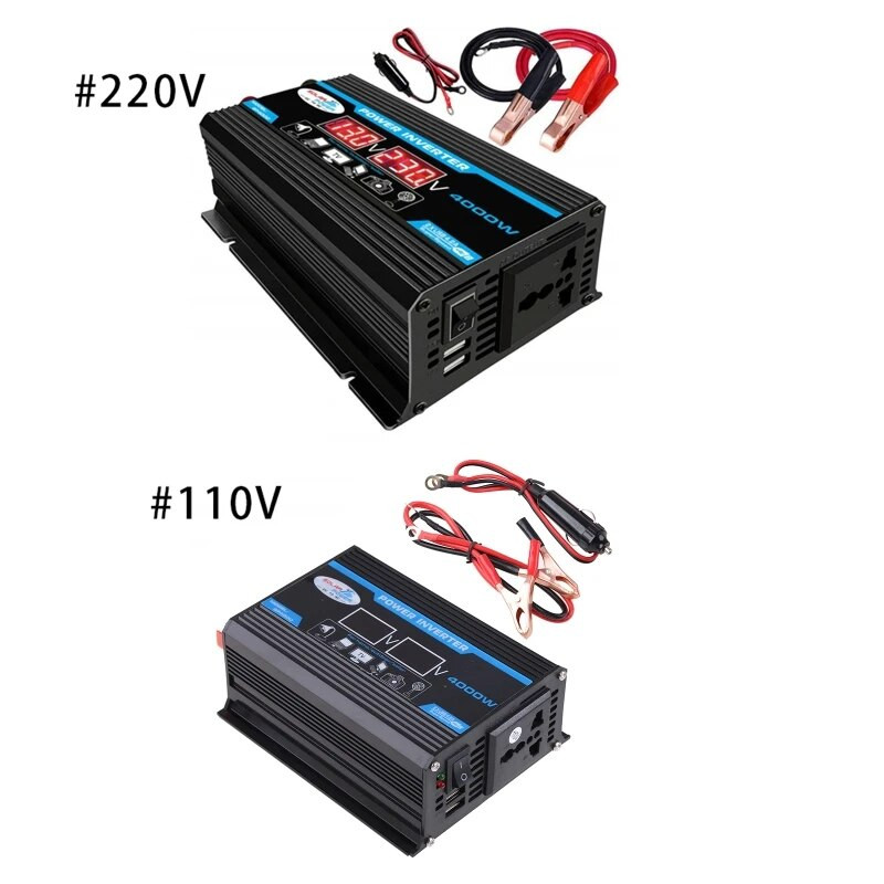 4000 W nuo 12 V iki kintamosios srovės 220/110 V maitinimo keitiklio voltų keitiklis, dvigubas USB automobilio