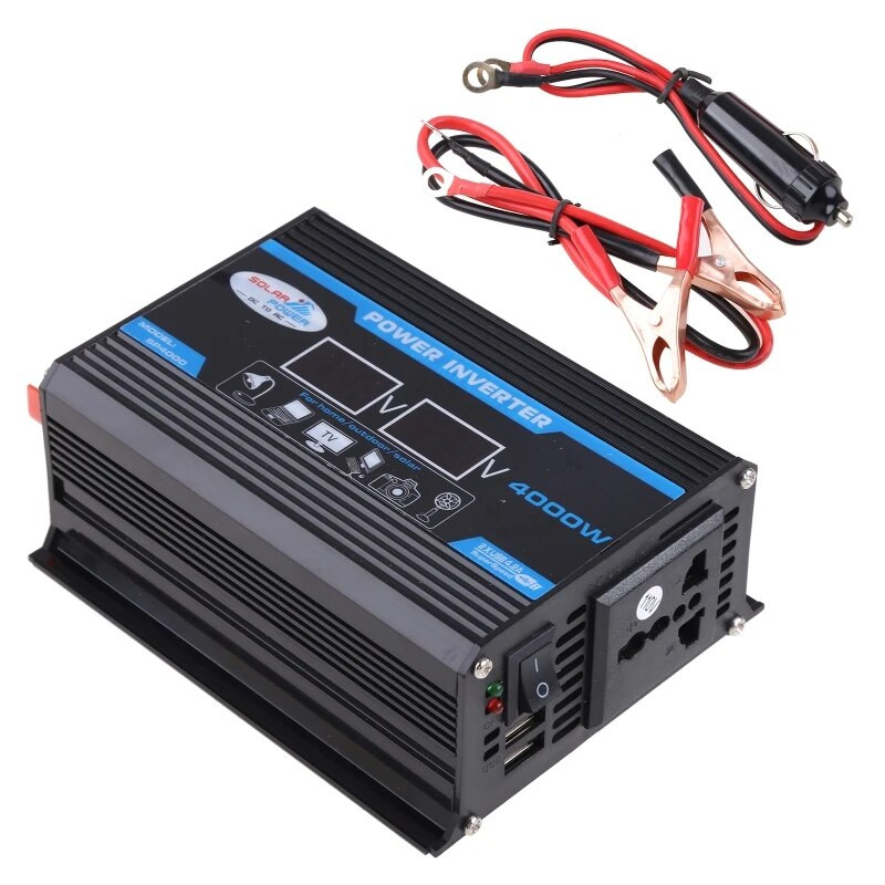 4000 W nuo 12 V iki kintamosios srovės 220/110 V maitinimo keitiklio voltų keitiklis, dvigubas USB automobilio
